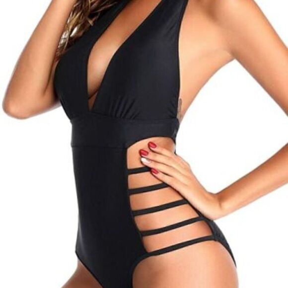 Temp Me Plunge V Neck One Piece Sexy Swimsuit Size XL Like New - Picture 4 of 11